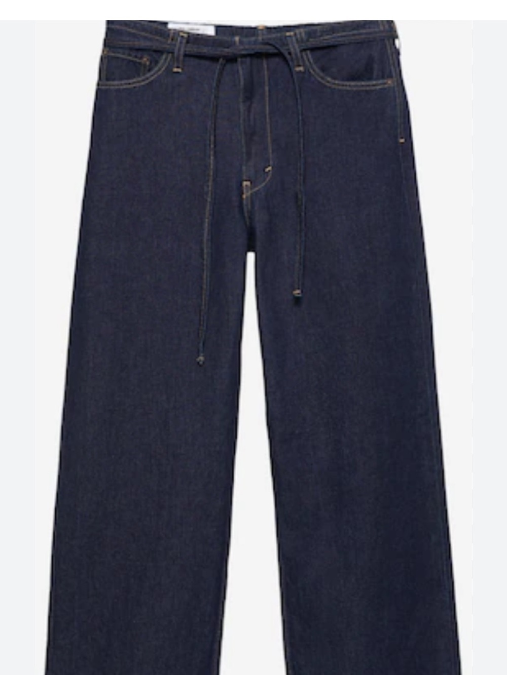 Pull ans bear jeans -  Wide-Leg Dark Blue Denim Jeans 100% cotton